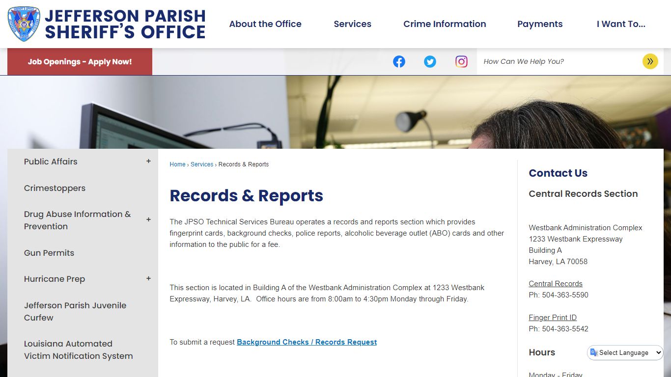 Records & Reports | Jefferson Parish Sheriff, LA - Official Website - JPSO